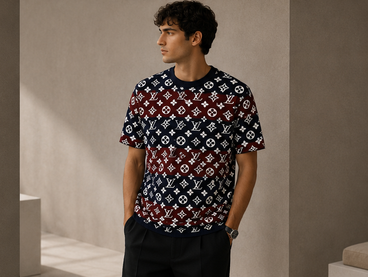Tricot LV Premium Monogram Vert-Noir & Bleu Marine-Bordeaux