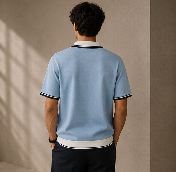 Tricot Polo CASABLANCA Premium Bleu Ciel