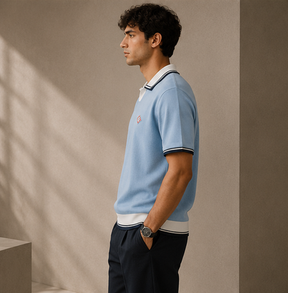 Tricot Polo CASABLANCA Premium Bleu Ciel