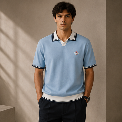 Tricot Polo CASABLANCA Premium Bleu Ciel