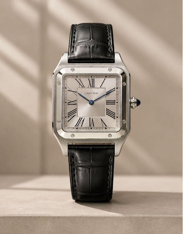 Montre CARTIER Premium Élégance Carrée Noir & Argent