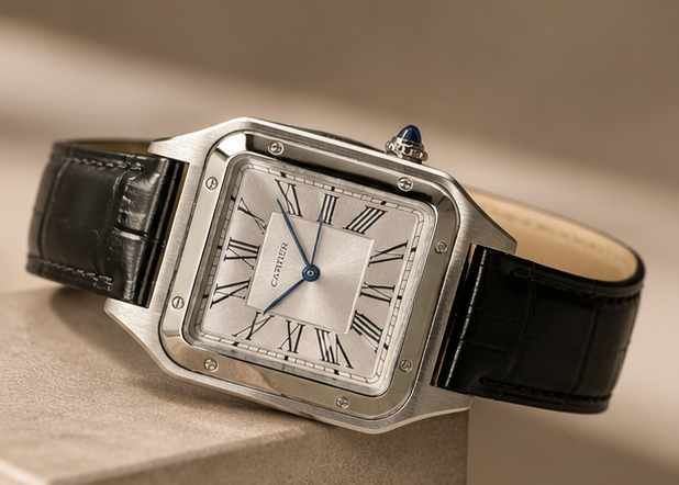 Montre CARTIER Premium Élégance Carrée Noir & Argent