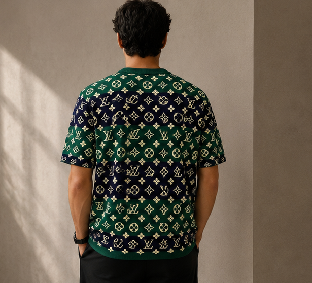 Tricot LV Premium Monogram Vert-Noir & Bleu Marine-Bordeaux