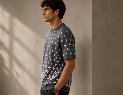 Tricot LV Premium Gris Homme – Style Monogram Luxe