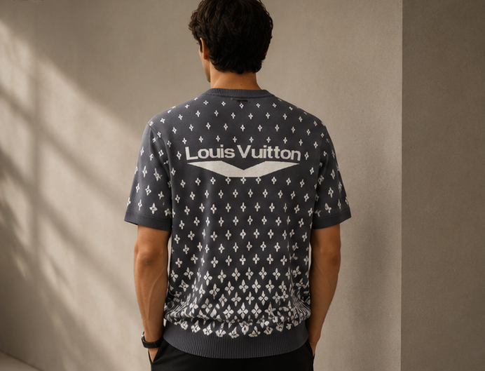 Tricot LV Premium Gris Homme – Style Monogram Luxe