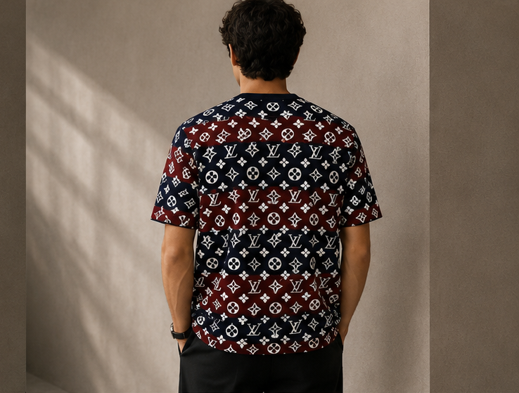 Tricot LV Premium Monogram Vert-Noir & Bleu Marine-Bordeaux