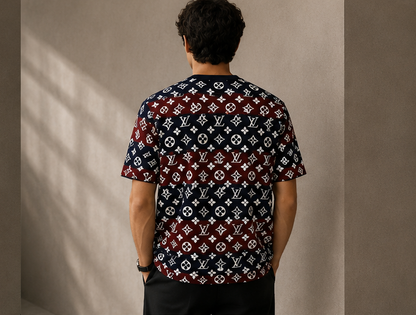 Tricot LV Premium Monogram Vert-Noir & Bleu Marine-Bordeaux