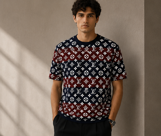 Tricot LV Premium Monogram Vert-Noir & Bleu Marine-Bordeaux