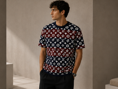 Tricot LV Premium Monogram Vert-Noir & Bleu Marine-Bordeaux